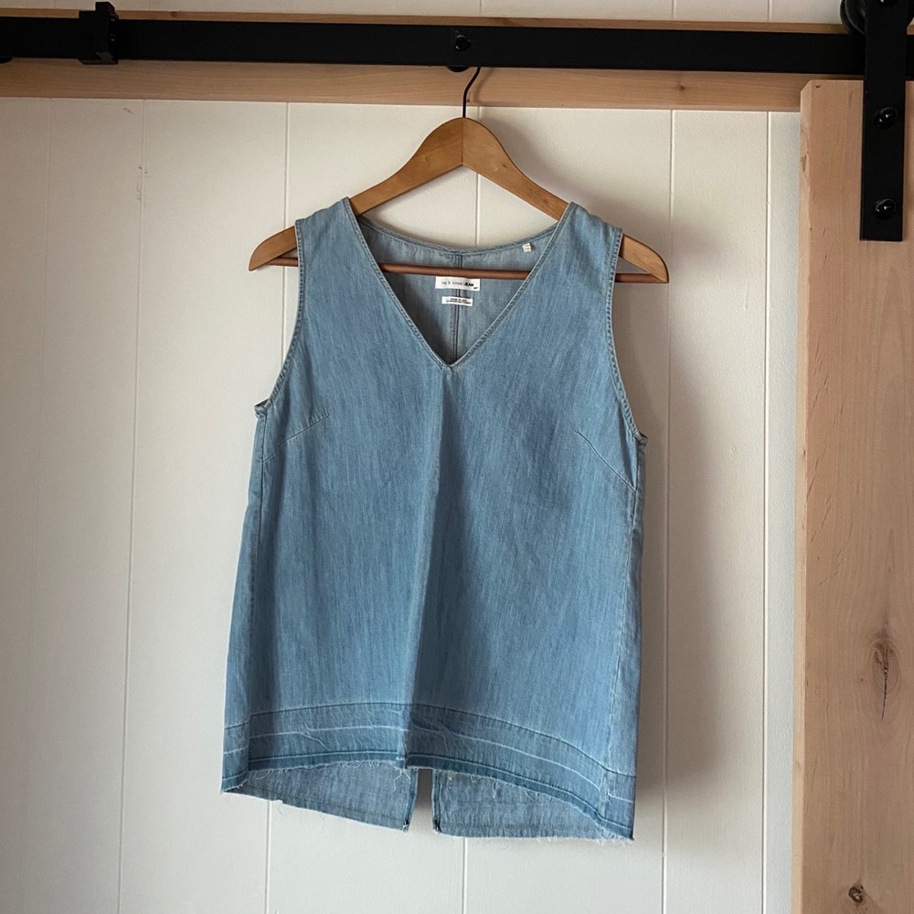 Rag & Bone Denim Raw Hem Blouse